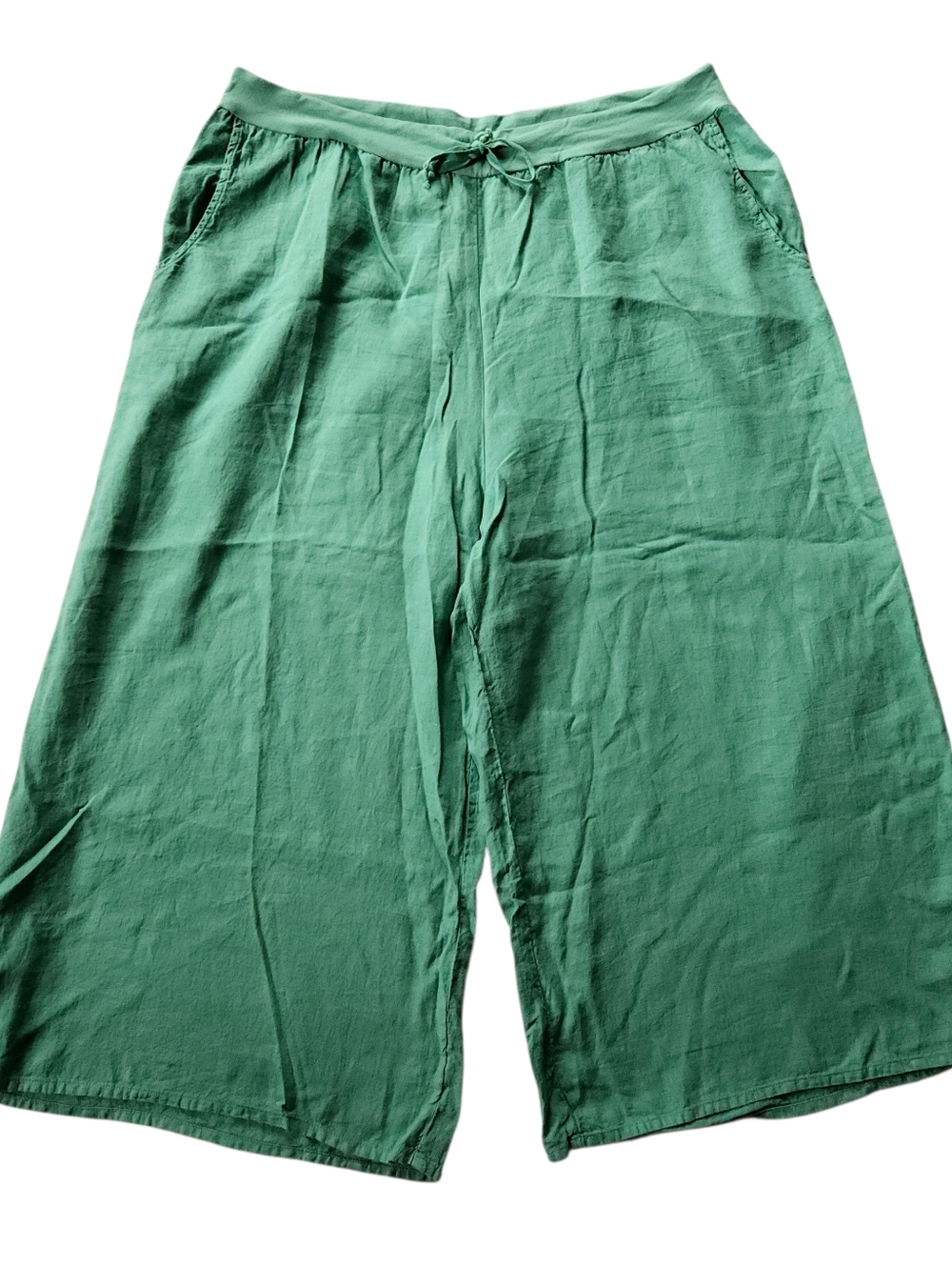 Flax Wide Leg Linen Pants in Green
